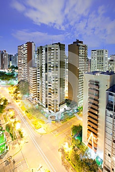 Panoramic view of Batel neighborhood and Praca do Japao Japan Square in Curitiba photo