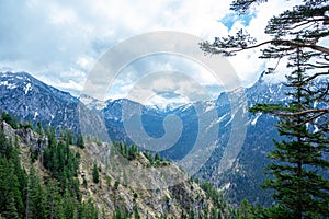 Panoramic view of Bavarian Alps valley near Fussen, Germany