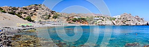 Panoramic view of bay of Aghios Pavlos town on Crete island, Greece