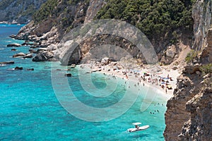 Panoramic view of the bay called Cala dei Gabbiani in the Orosei gulf Sardinia, Italy photo