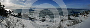 Panoramic view of the Bay of Gaspe taken from Cap Gaspe.