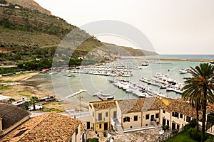 Panoramic view of bay with port in Castellammare del Golfo, Sicily