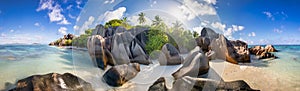 Panoramic view of Beach Anse Source d`Argent - La Digue, Seychellen