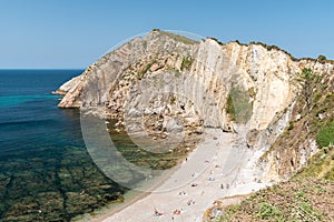 Panoramic view of the beach called Playa del Silencio in Asturias northern Spain