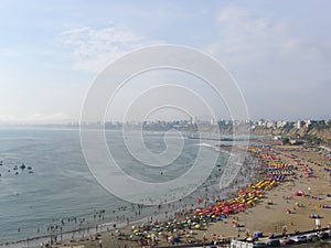 Panoramic view of a beach in Chorrillos, Lima