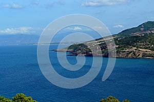 Panoramic view of the beach and the crystal sea of Sardinia