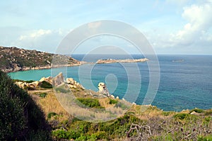 Panoramic view of the beach and crystal sea of Sardinia