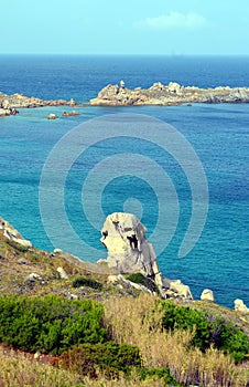 Panoramic view of the beach and crystal sea of Sardinia