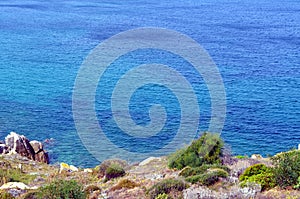 Panoramic view of the beach and the crystal sea of Sardinia