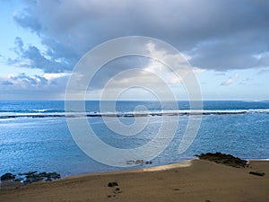 Panoramic view of the beach Playa de las Canteras , Las Palmas de Gran Canaria, Spain photo