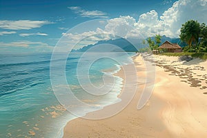 A panoramic view of a beach in the southpacific, high quality, high resolution