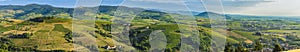 Panoramic view of Beaujolais land with morning lights, France