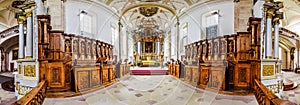 Panoramic view of beautiful baroque church interior