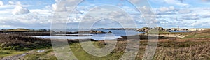 Panoramic view on beautiful beach on the Ouessant island of Ushant , Plage de Korz, Finistere, France