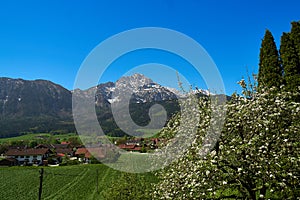 Panoramic view of beautiful landscape in the Alps