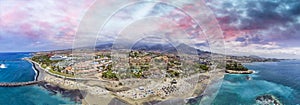 Panoramic view of beautiful Las Americas Beach in Tenerife