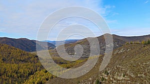 Panoramic view of beautiful mountains and rivers in autumn