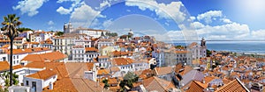 Panoramic view of the beautiful skyline of Lisbon