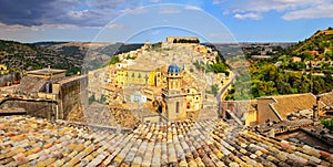 Panoramic view of beautiful village Ragusa in Sicily photo