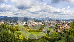 Panoramic view of Bergamo city, Lombardy, Italy