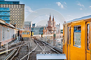 Berlin Oberbaum Bridge with trains, Berlin Friedrichshain-Kreuzberg, Germany photo