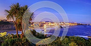 Biarritz city and Bay of Biscay on late evening, France photo