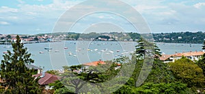 Panoramic view of Bidassoa river, in Hondarribia, Spain