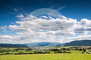 Panoramic view of Bieszczady mountains, Poland