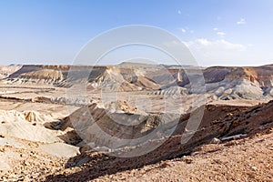 Panoramic view on biggest canyon in Israel Mizpe Ramon in Negev