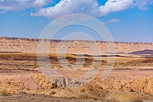 Panoramic view on biggest canyon in Israel Mizpe Ramon in Negev