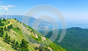 Panoramic view of the Black Sea coast in Yalta