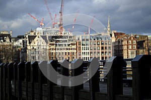 Panoramic view with Blackfriars bridge over Thames river in uk