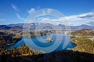 Panoramic view of Bled Lake, Slovenia