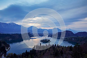 Panoramic view of Bled Lake, Slovenia