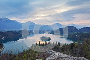 Panoramic view of Bled Lake, Slovenia