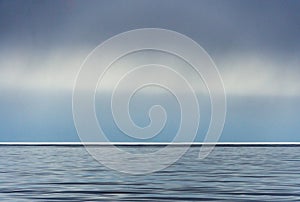 Panoramic view of Blue hour of the Sea in Svalbard, Norway.