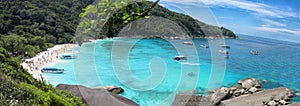 Panoramic view with blue sky and clouds on Similan island, Similan No.8 at Similan national park, Phuket, Thailand