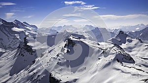 Panoramic view with blue sky of mountain in Schilhorn ,Switzerland,European Alps in sunny day