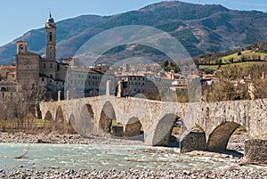 Panoramic view of Bobbio, ancient town in the north of Italy