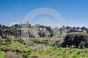 Panoramic view from from the Boboli Gardens. Torre del Gallo