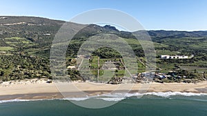 Panoramic view of Bolonia beach in the municipality of Tarifa, Andalusia