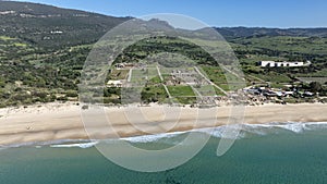 Panoramic view of Bolonia beach in the municipality of Tarifa, Andalusia