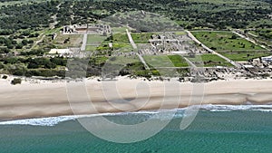 Panoramic view of Bolonia beach in the municipality of Tarifa, Andalusia