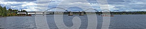 Panoramic view of the bridge BergnÃ¤sbron over the river LuleÃ¤lven in Lulea, Sweden photo