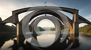 panoramic view of bridges with lake, top view of bridges, landscape with bridges, bridge over river