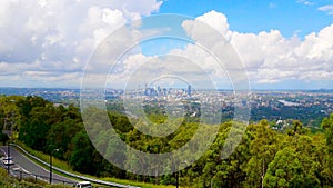 Panoramic view of Brisbane city and Moreton Bay, Queensland, Australia