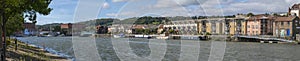 Panoramic view of Bristol Docks showing the old Tobacco Bonded warehouses, Bristol, UK