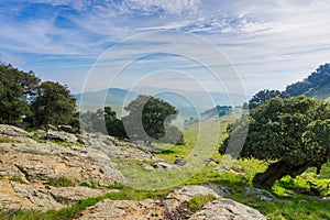 Panoramic view in Brushy Peak Regional Park on a cloudy day, East San Francisco bay, Livermore, California