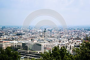 Panoramic view of Budapest city on summer cloudy day