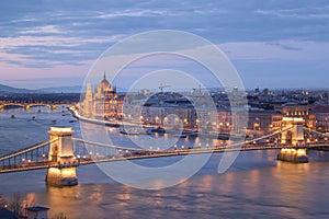 Panoramic View of Budapest at Dusk, Hungary